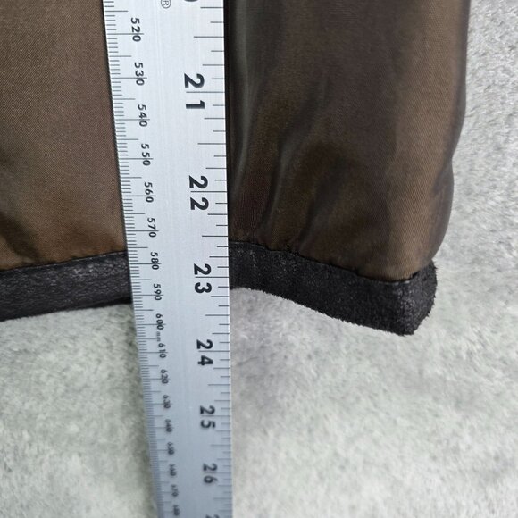 Womens Reversible Leopard Print Faux Fur & Quilted Brown Full Zip Vest Jacket L - Picture 8 of 9